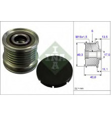 Шкив генератора с обгонной муфтой INA